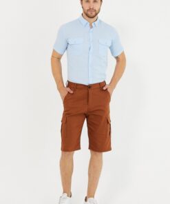 Erkek Kargo Yandan Cepli Esnek Kumaş Slim Fit Kapri Şort