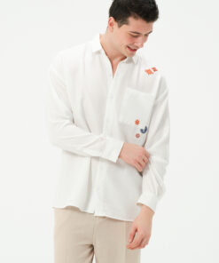 Erkek bohem keten nakışlı yeni sezon gömlek